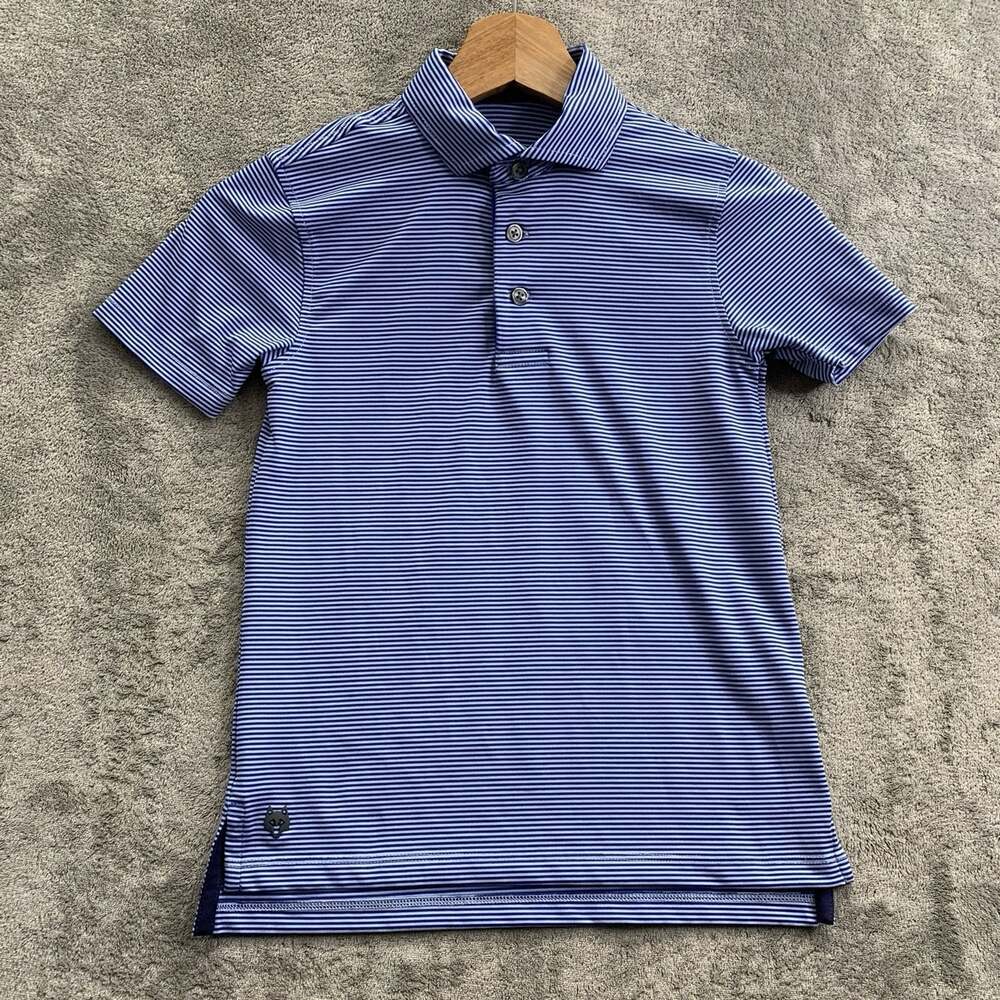Greyson Polo Shirt Youth Boys Medium Blue Striped Golf Performance Preppy
